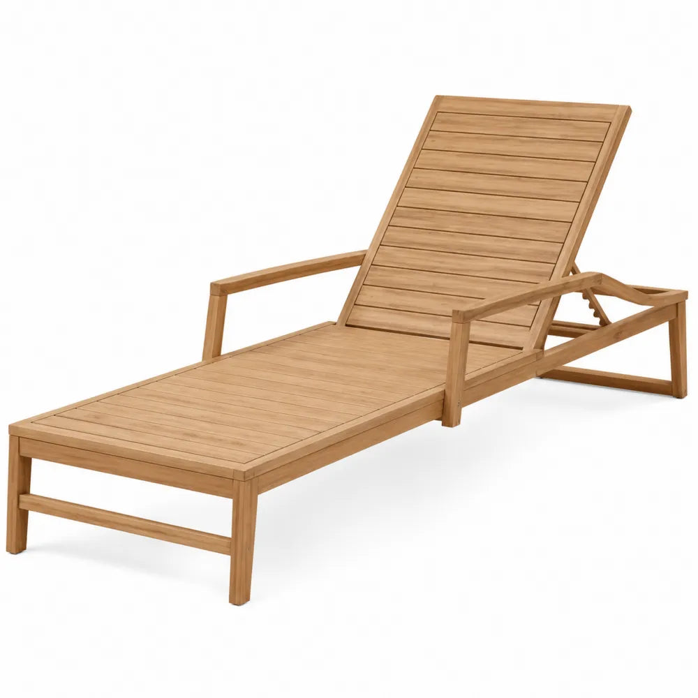 Bain de soleil de jardin réglable en bois d acacia massif naturel à lattes 200 x 68 x 88 cm avec accoudoirs