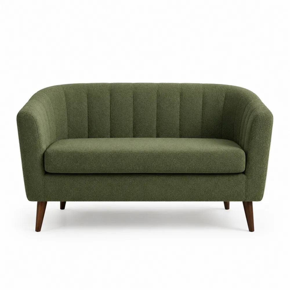 Canapé 2 places 142 x 78 x 79 cm en polyester vert olive et bois massif avec pieds en hévéa